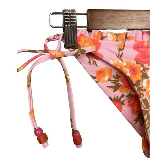 Aerie Printed Ruffle Tie Cheekier Bikini Bottom in Country Pink Size S NWT - Picture 6 of 12